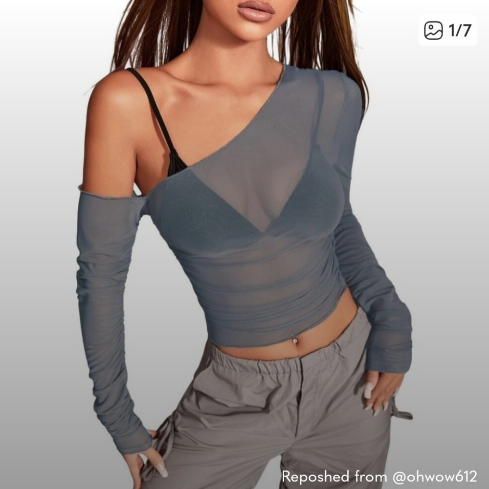 Rave Mesh Asymetrical Top